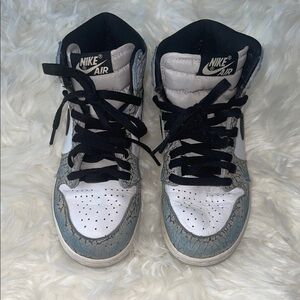 Nike Air High-Top Sneakers in White and Blue Air Jordans